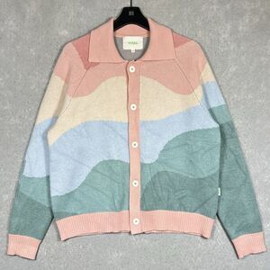 YITAI Pastel Wave Cardigan Sweater Heavyweight Knit Women’s Size Medium